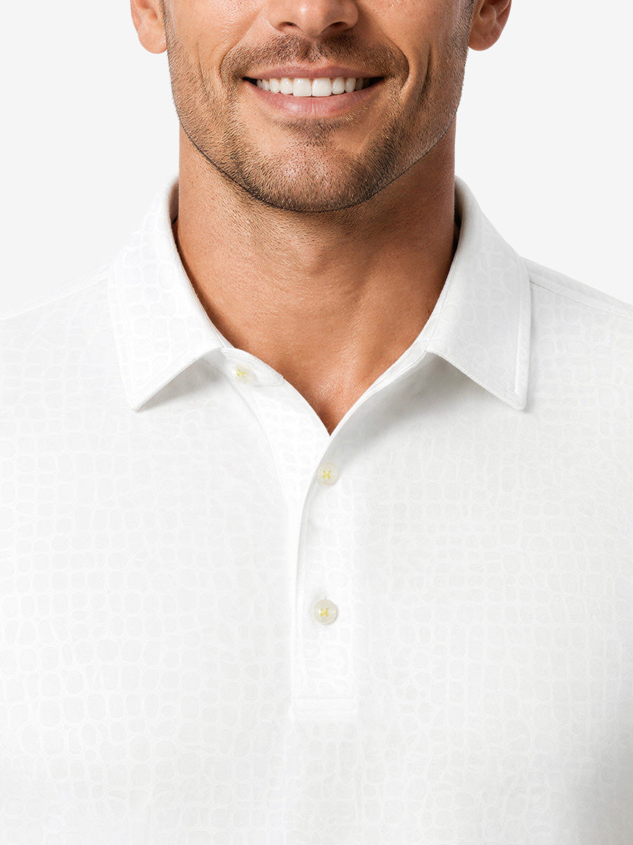 Nylon Blend Casual Jacquard Polo Shirts