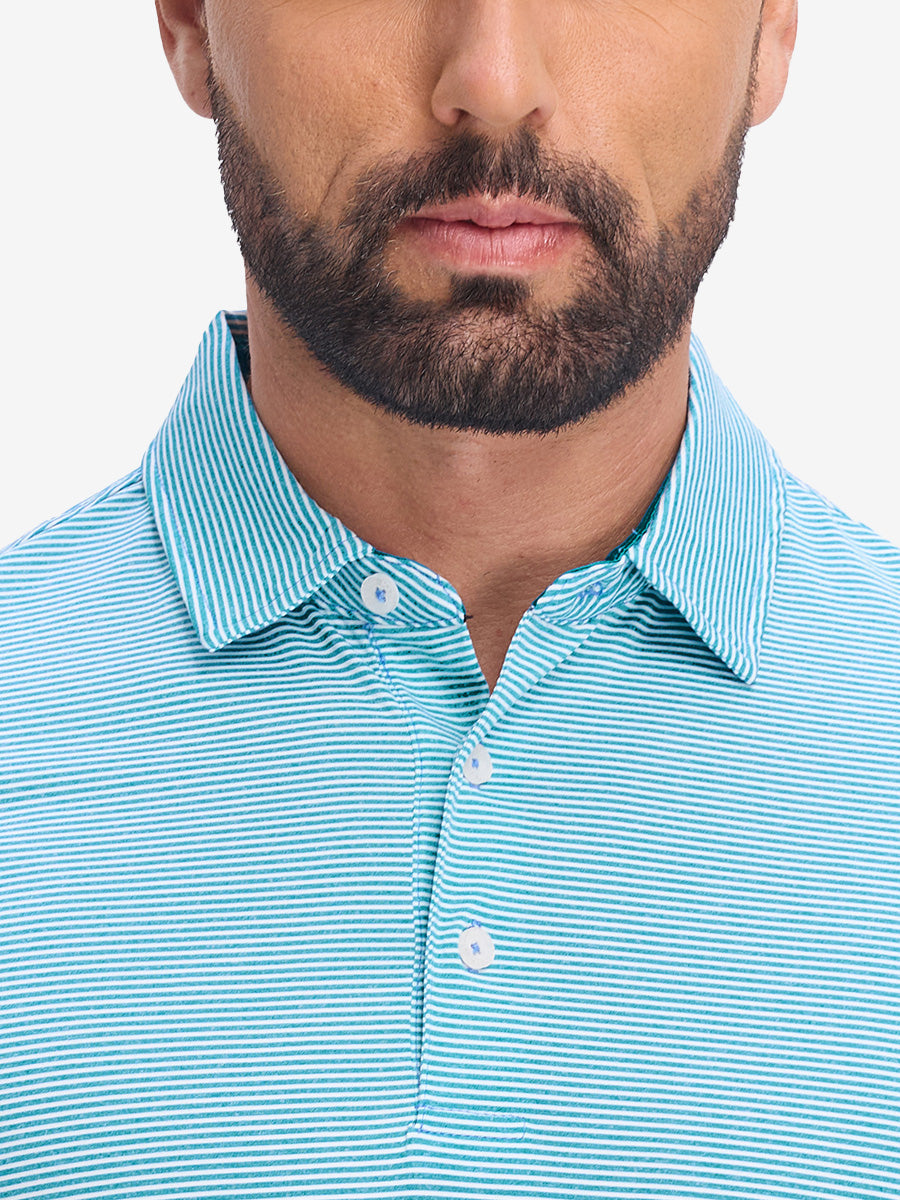 Comfy Breathable Pin-Stripe Texture Golf Polos