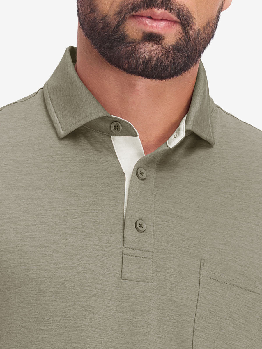 Performance Heather Contrast Collar Polo Shirts