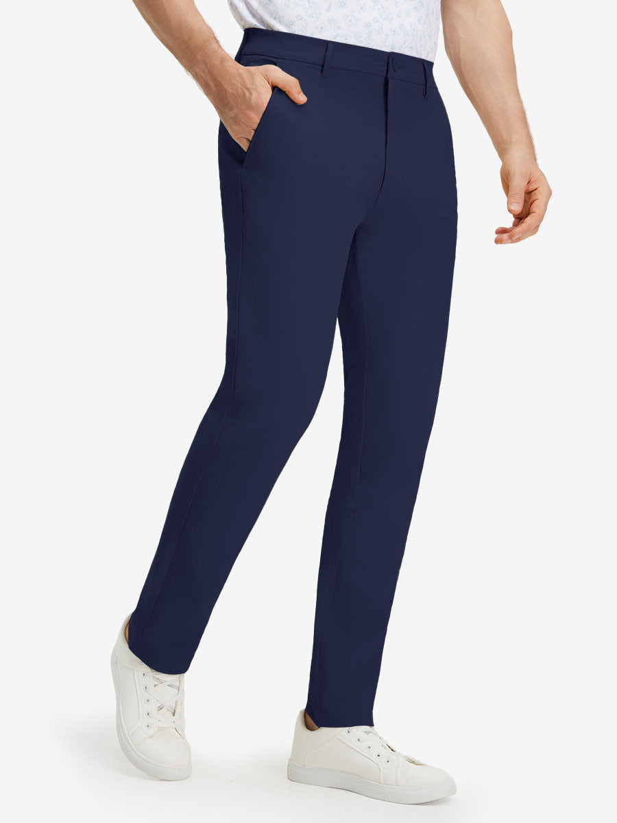Stretch Cotton Blend Slim Fit Golf Trousers 5 Pockets