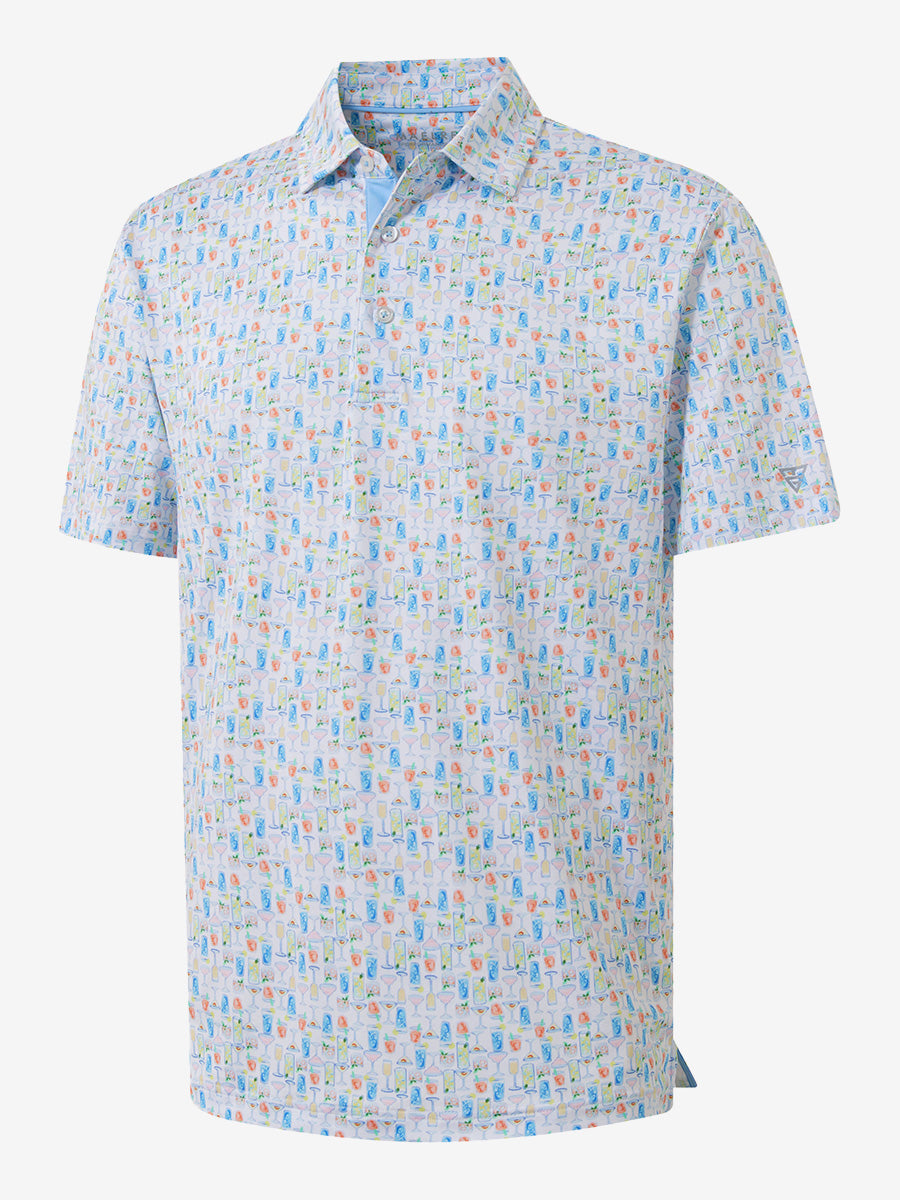 4 Way Stretch Print Collared Polo Shirts