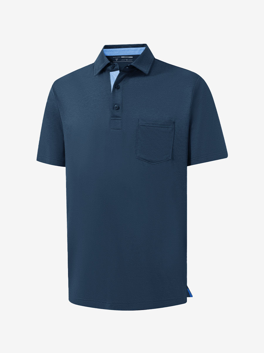 Performance Heather Contrast Collar Polo Shirts