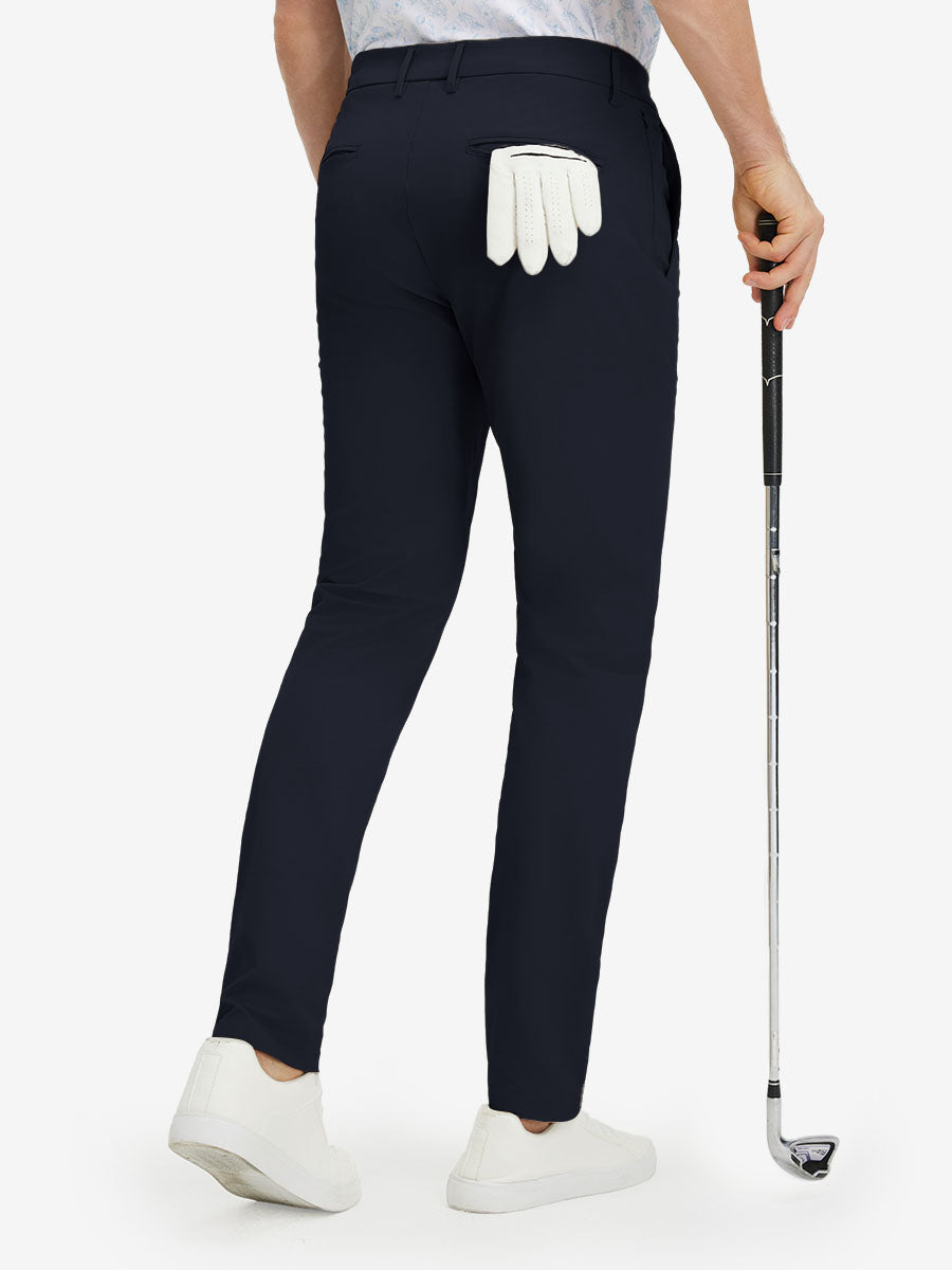 Stretch Cotton Blend Slim Fit Golf Trousers 5 Pockets