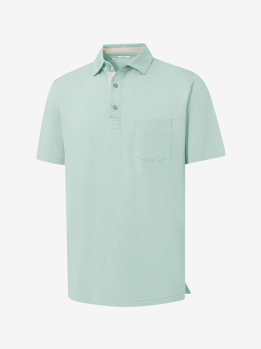 Performance Heather Contrast Collar Polo Shirts