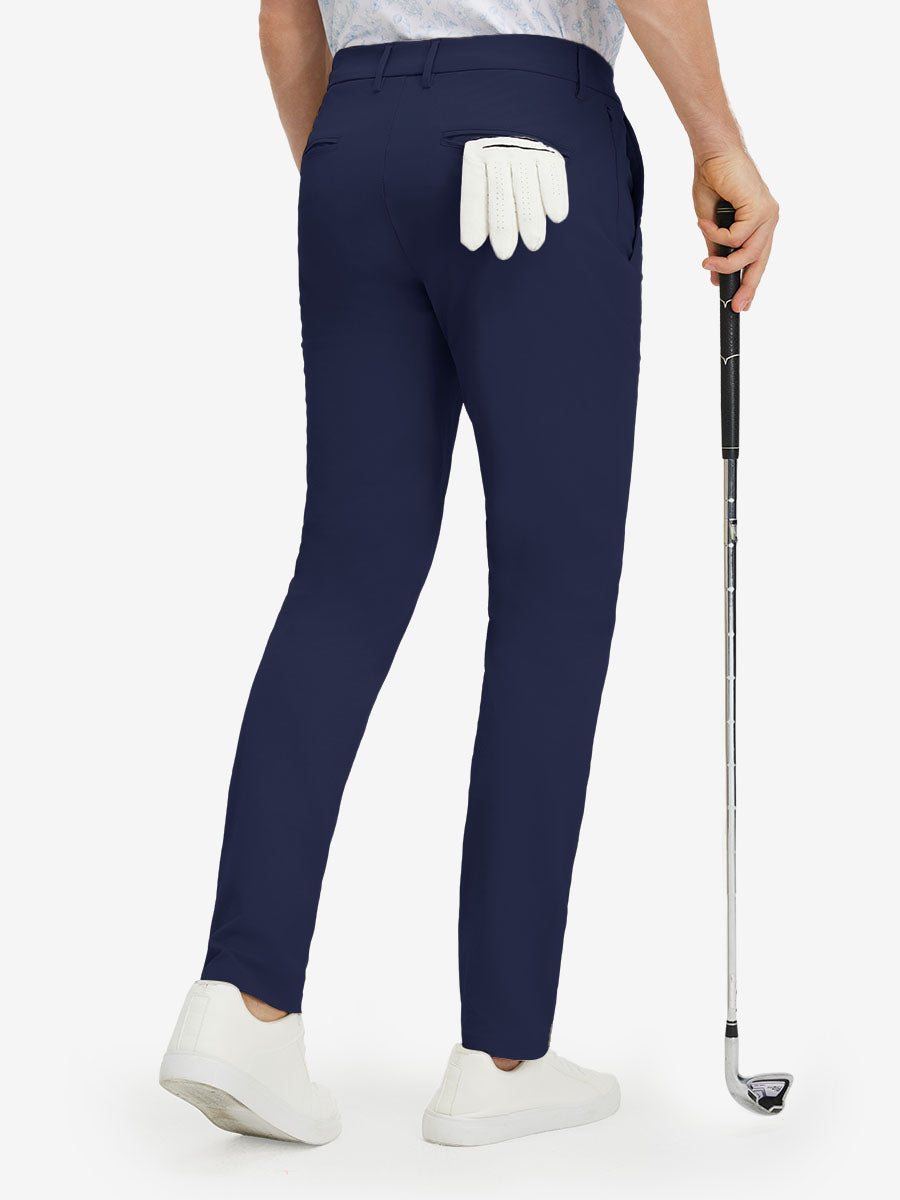 Stretch Cotton Blend Slim Fit Golf Trousers 5 Pockets