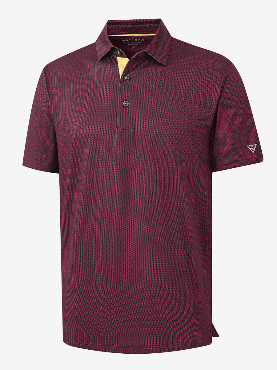 4 Way Stretch Print Collared Polo Shirts