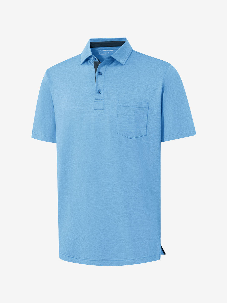 Performance Heather Contrast Collar Polo Shirts