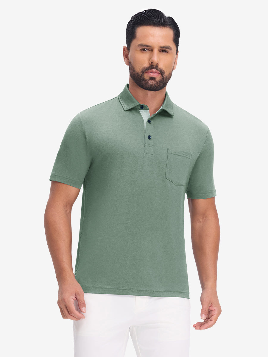 Performance Heather Contrast Collar Polo Shirts