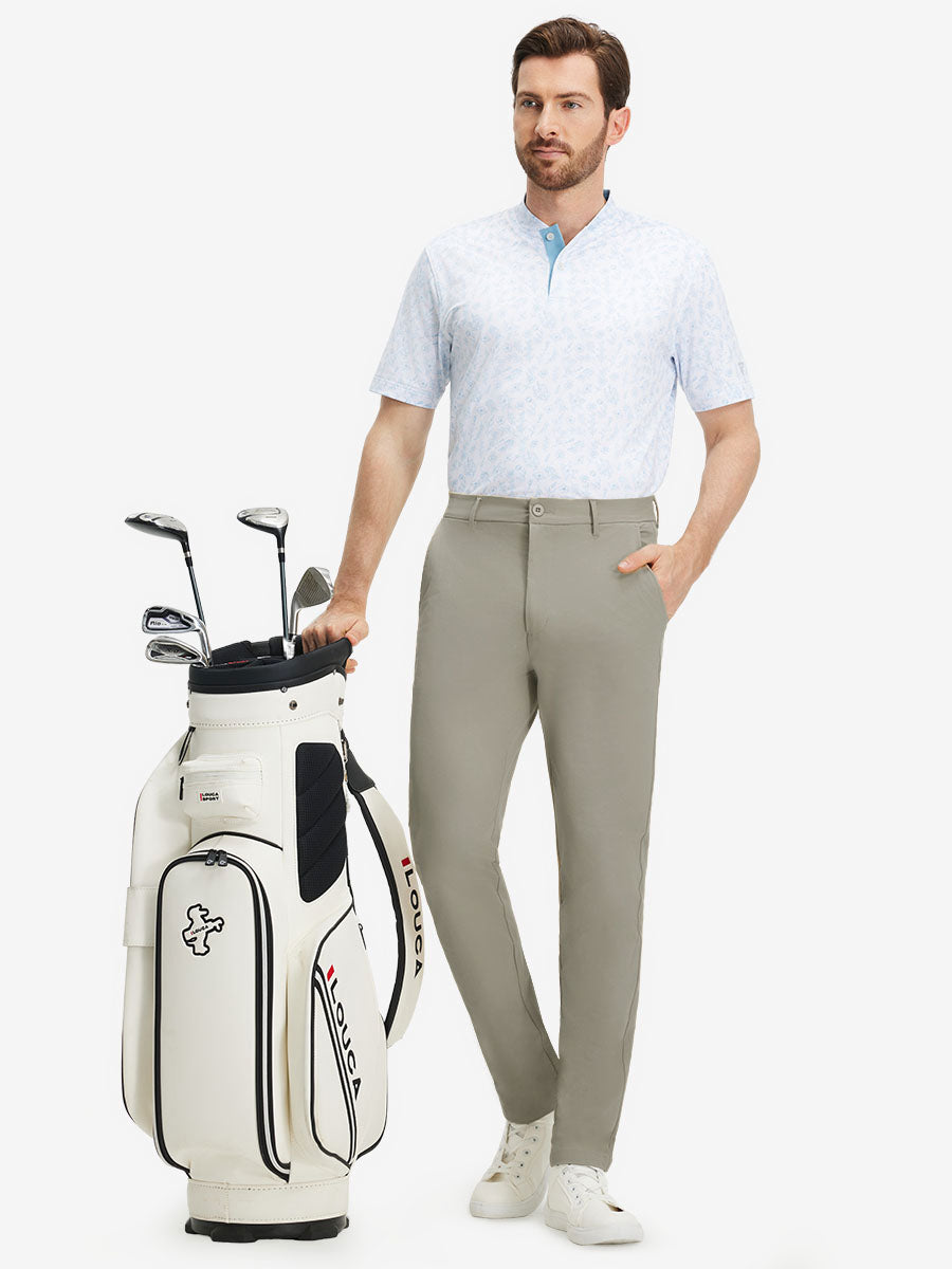 Stretch Cotton Blend Slim Fit Golf Trousers 5 Pockets