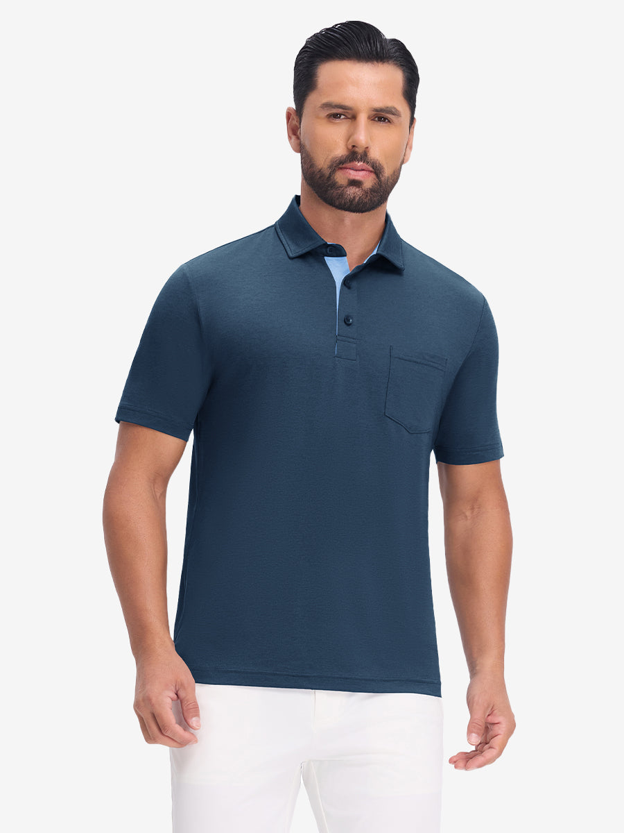 Performance Heather Contrast Collar Polo Shirts