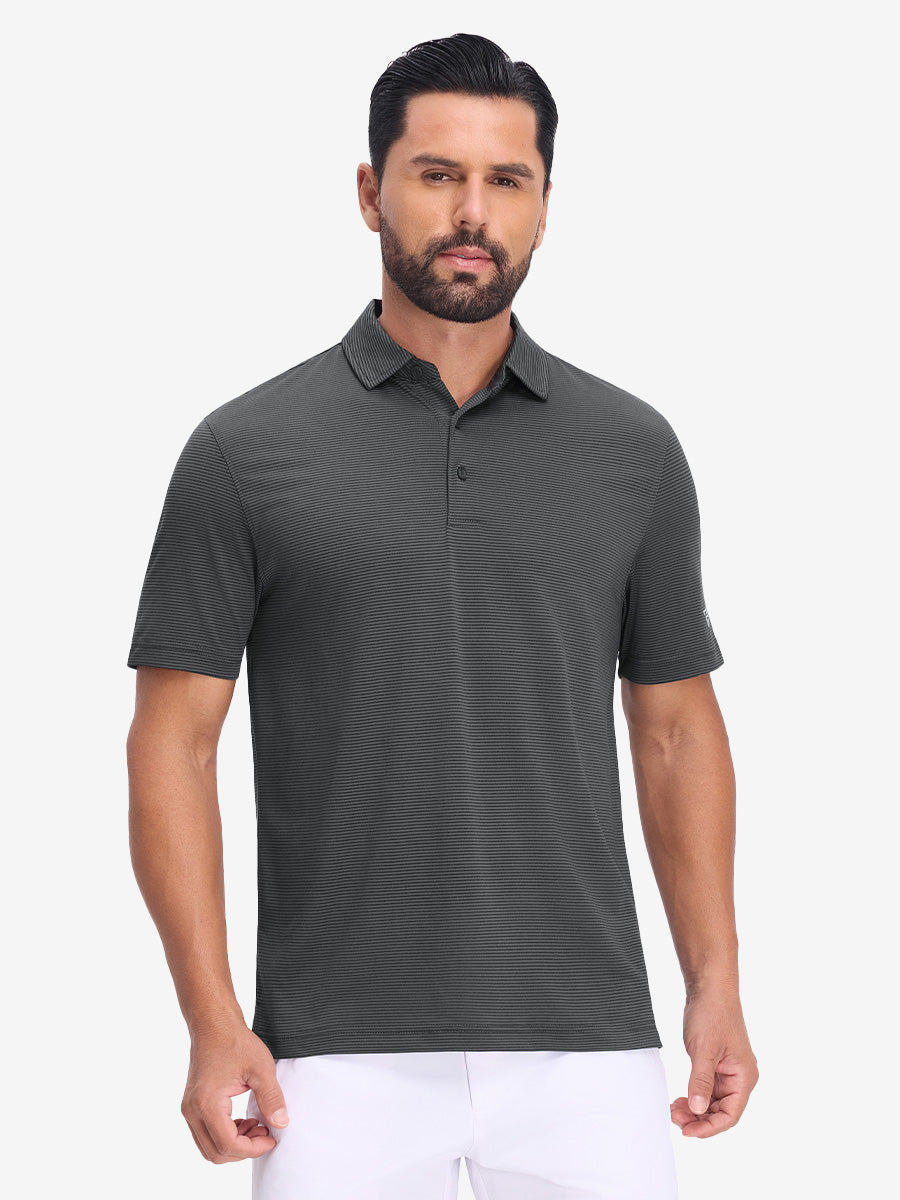 Comfy Breathable Pin-Stripe Texture Golf Polos