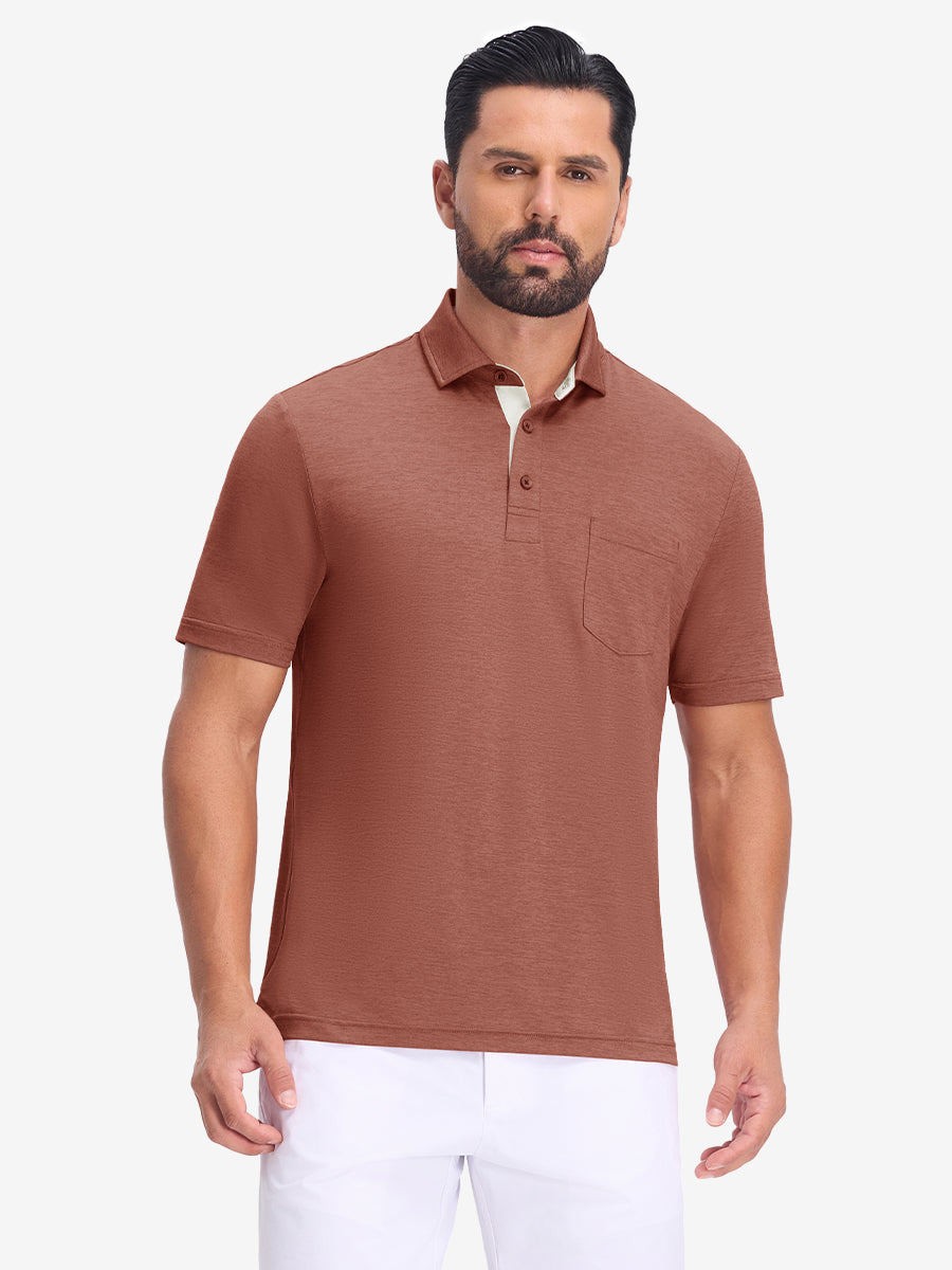 Performance Heather Contrast Collar Polo Shirts