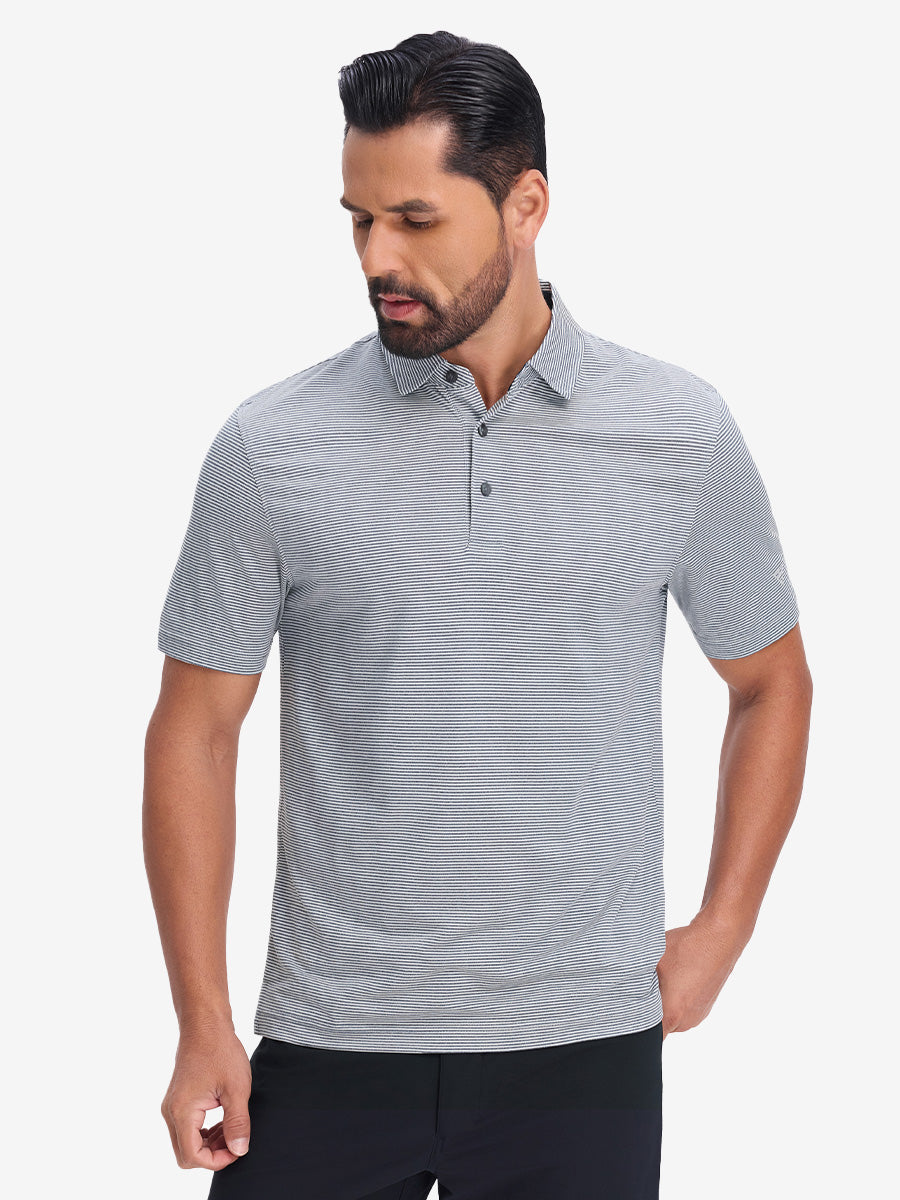 Comfy Breathable Pin-Stripe Texture Golf Polos