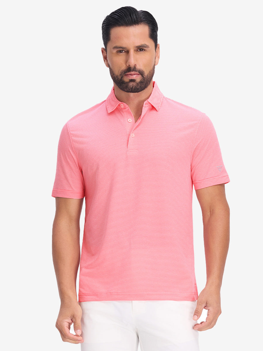 Comfy Breathable Pin-Stripe Texture Golf Polos