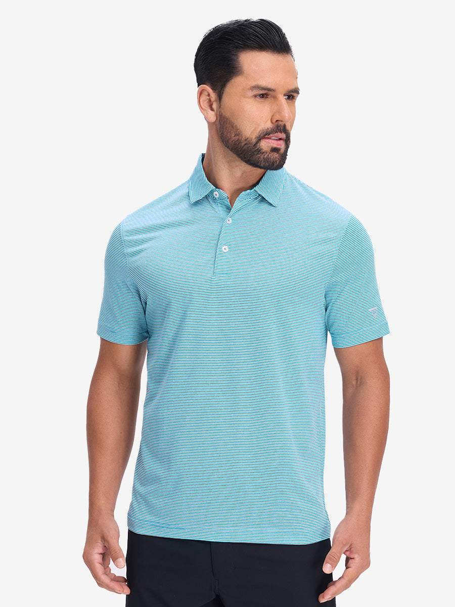 Comfy Breathable Pin-Stripe Texture Golf Polos