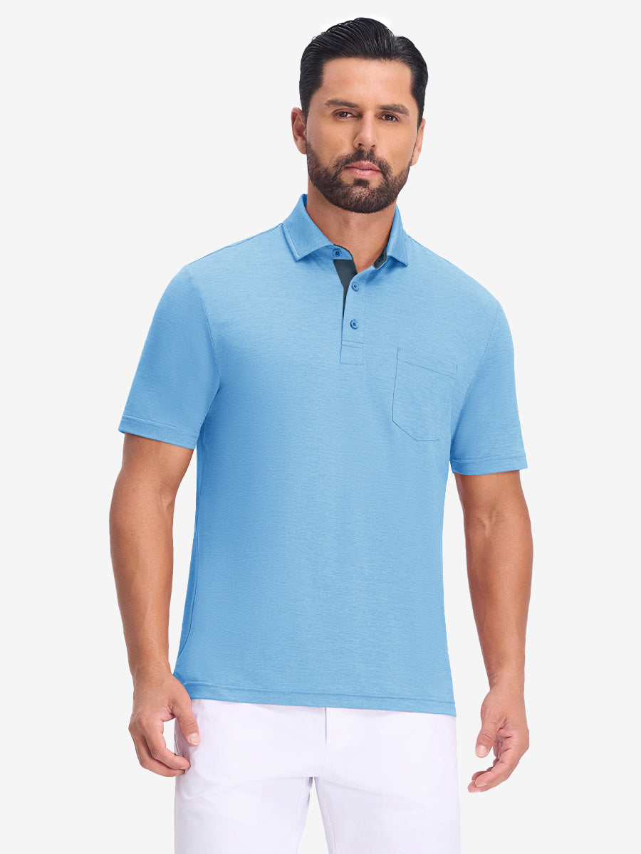 Performance Heather Contrast Collar Polo Shirts