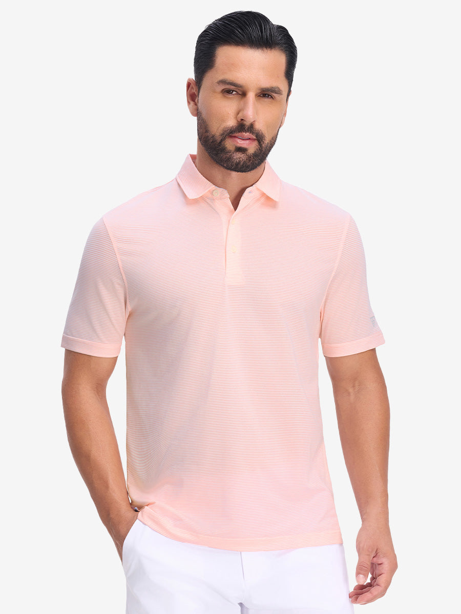 Comfy Breathable Pin-Stripe Texture Golf Polos
