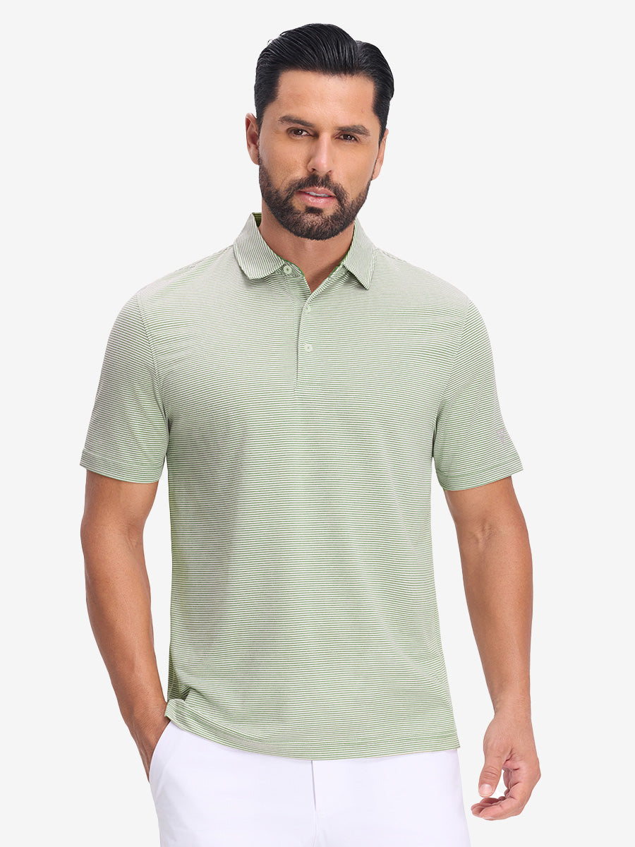 Comfy Breathable Pin-Stripe Texture Golf Polos