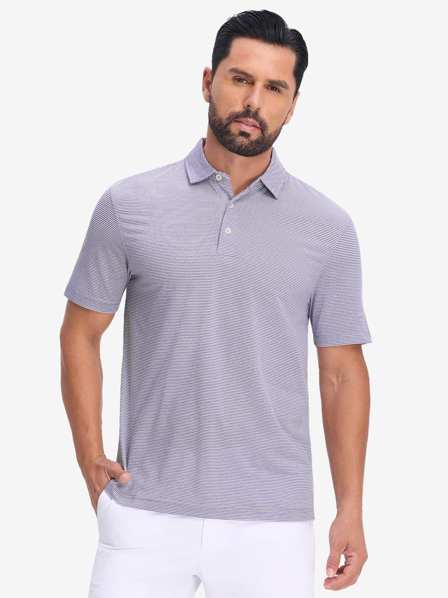 Comfy Breathable Pin-Stripe Texture Golf Polos