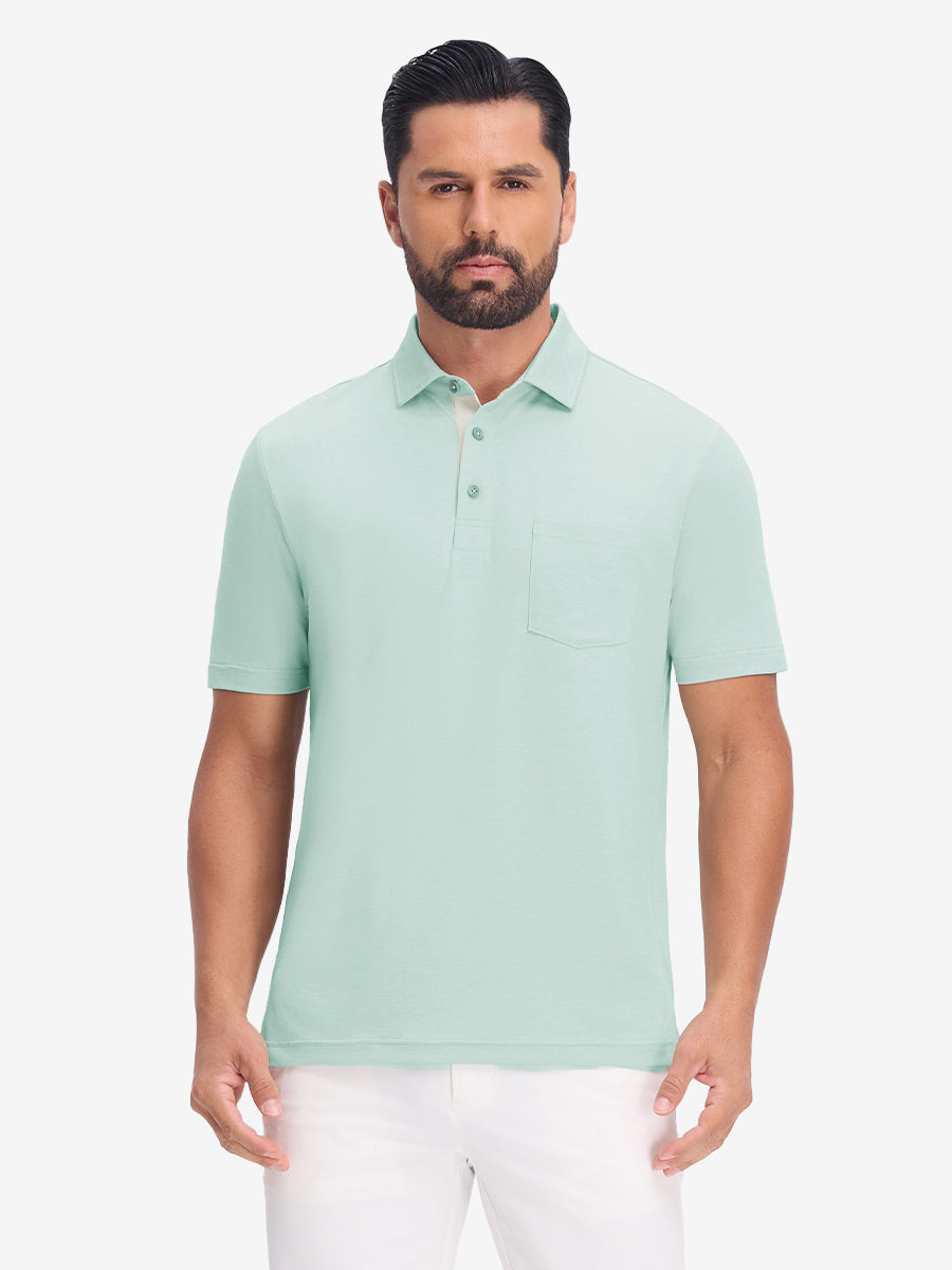 Performance Heather Contrast Collar Polo Shirts