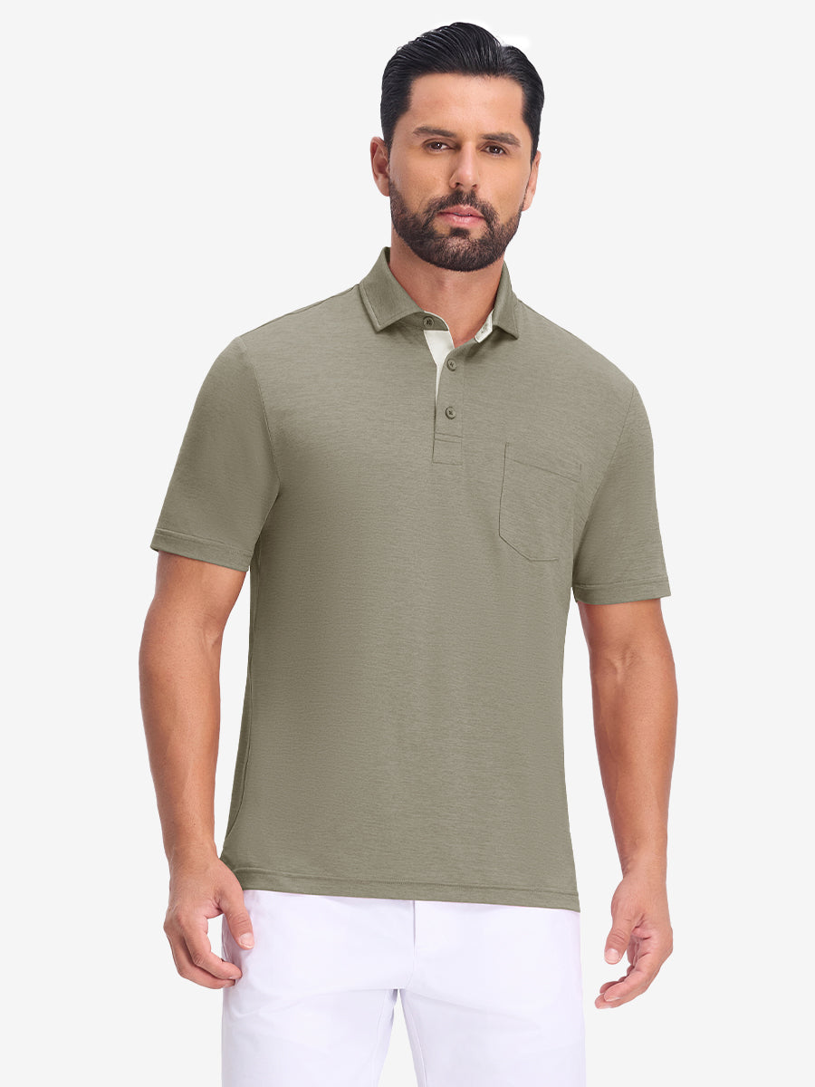 Performance Heather Contrast Collar Polo Shirts