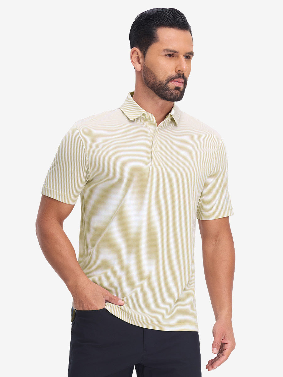 Comfy Breathable Pin-Stripe Texture Golf Polos