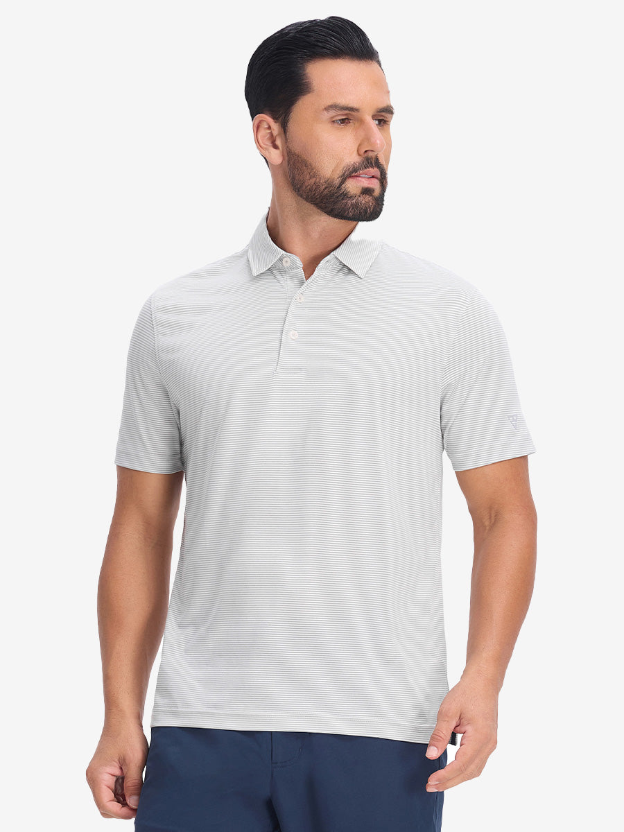 Comfy Breathable Pin-Stripe Texture Golf Polos
