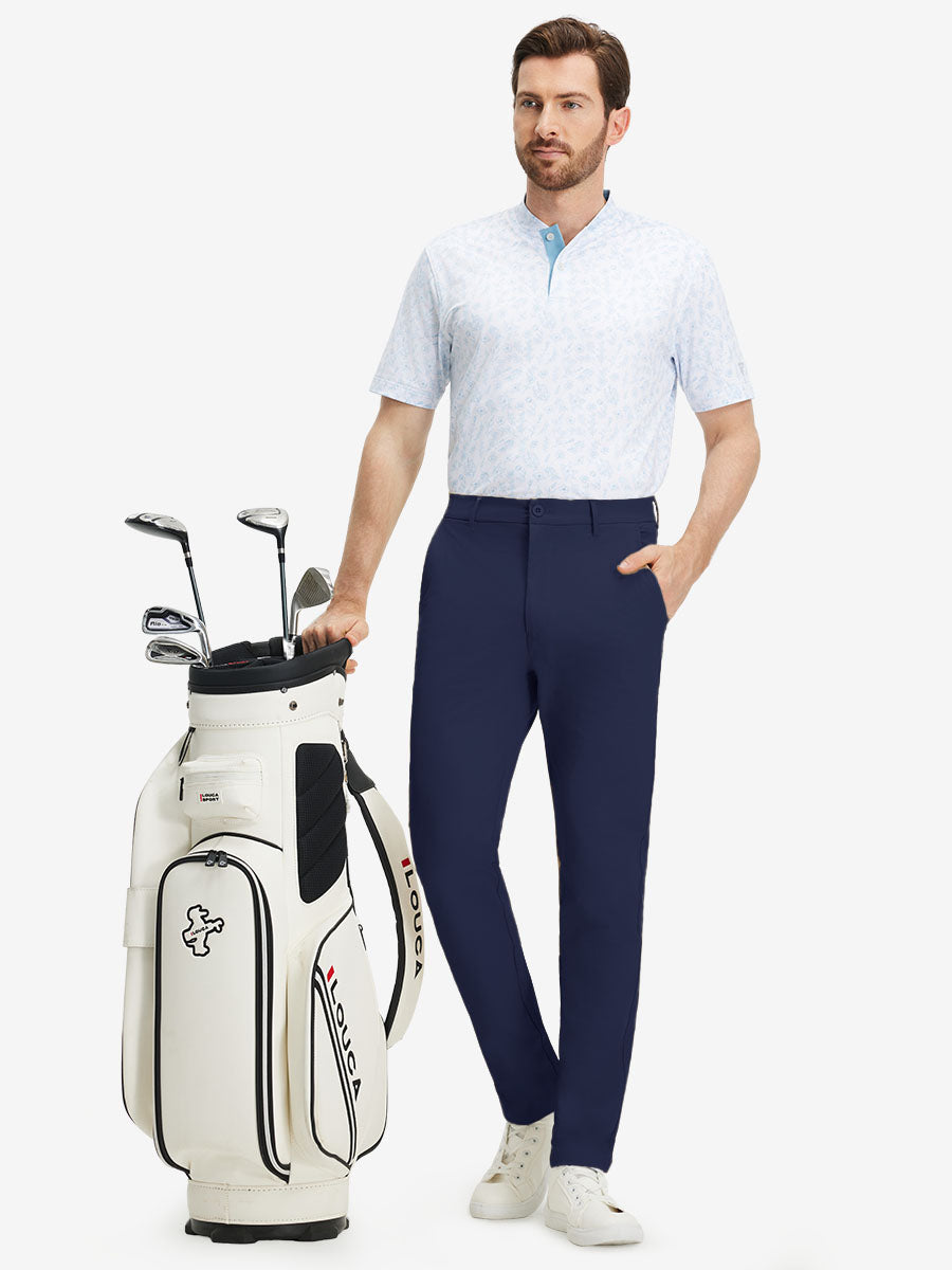 Stretch Cotton Blend Slim Fit Golf Trousers 5 Pockets