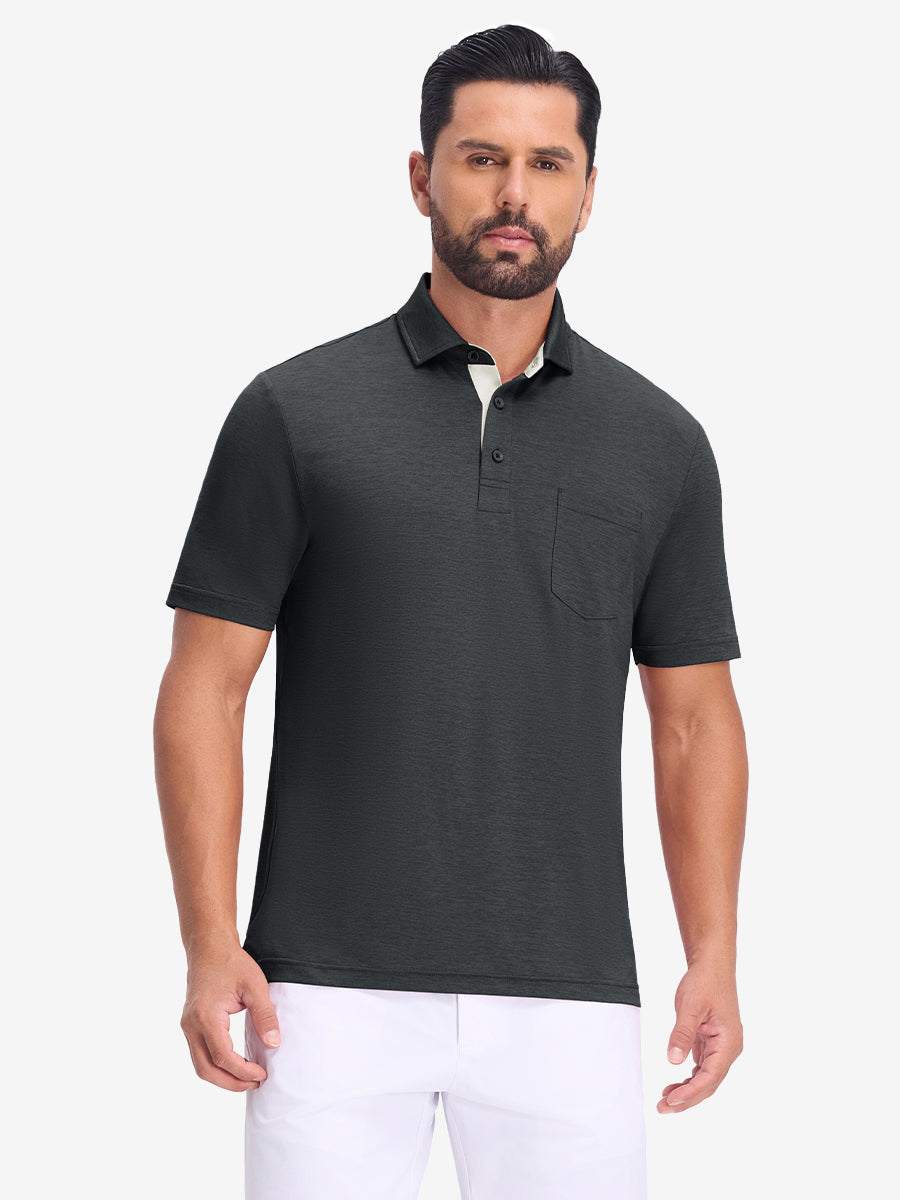 Performance Heather Contrast Collar Polo Shirts