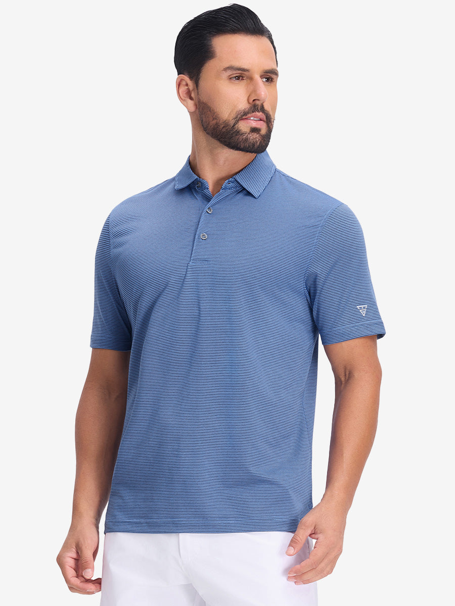 Comfy Breathable Pin-Stripe Texture Golf Polos
