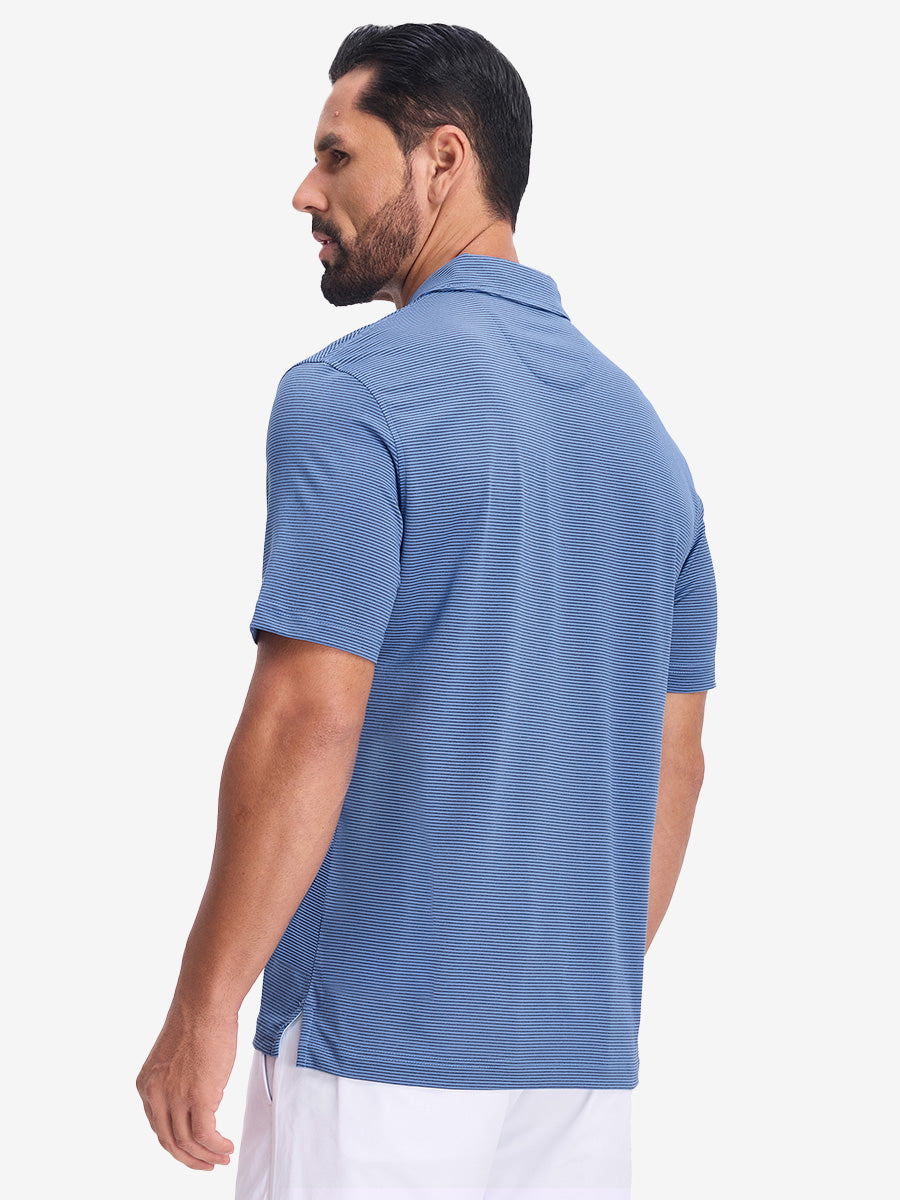 Comfy Breathable Pin-Stripe Texture Golf Polos
