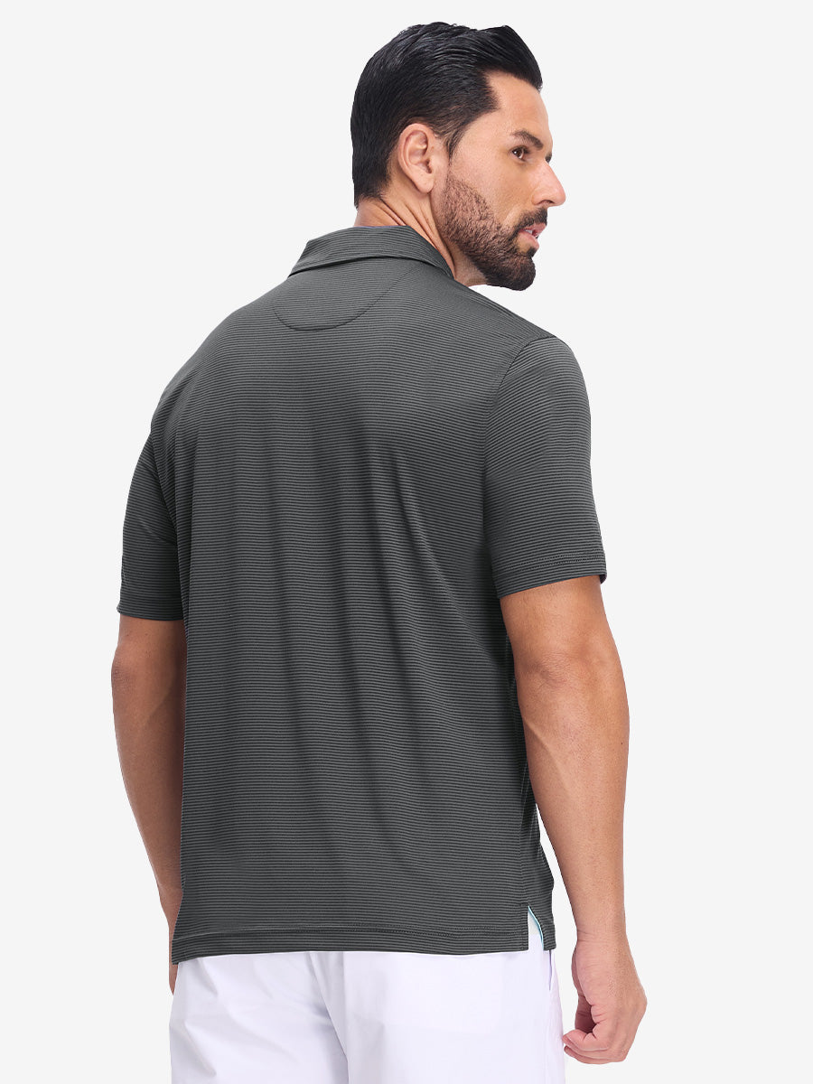 Comfy Breathable Pin-Stripe Texture Golf Polos