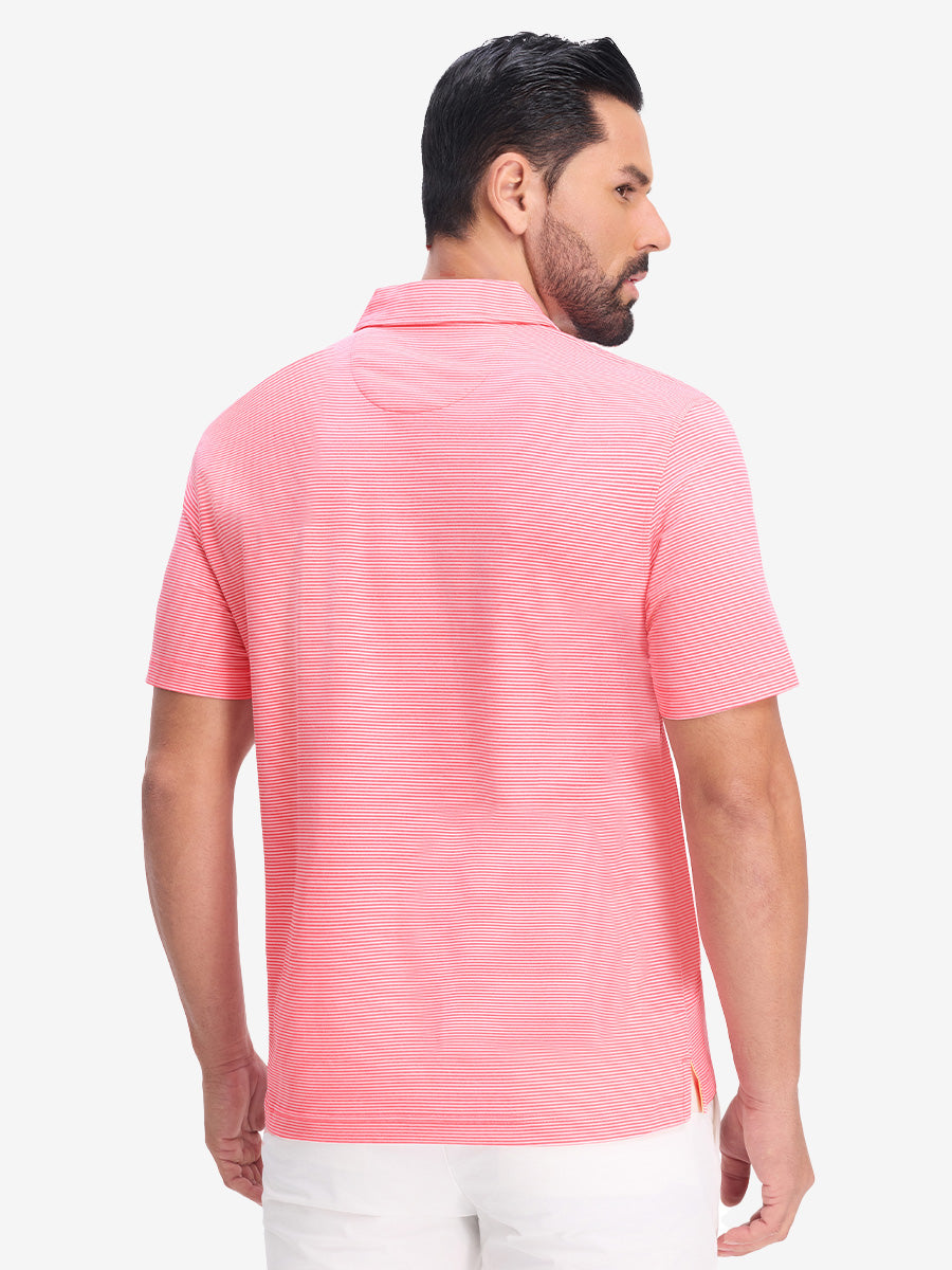 Comfy Breathable Pin-Stripe Texture Golf Polos