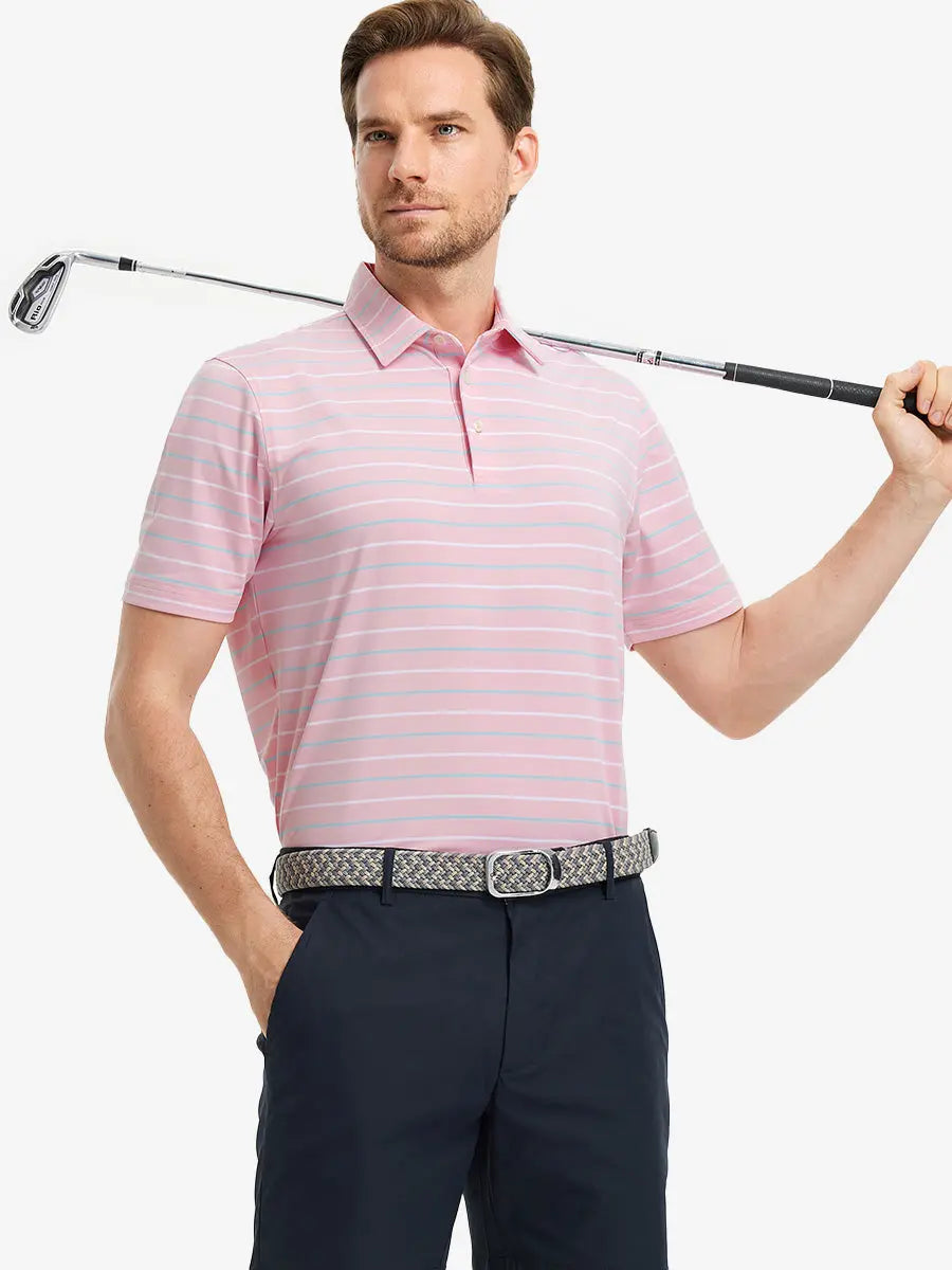 Stylish Stripe Jersey Golf Polo