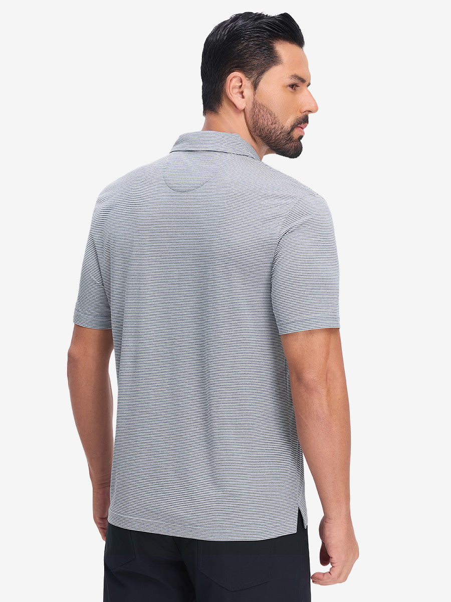 Comfy Breathable Pin-Stripe Texture Golf Polos