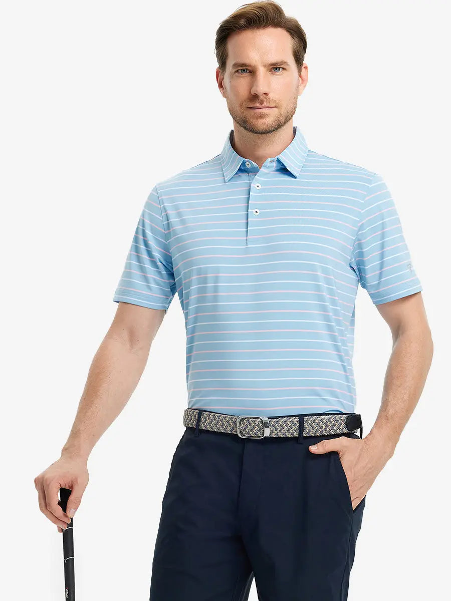 Stylish Stripe Jersey Golf Polo