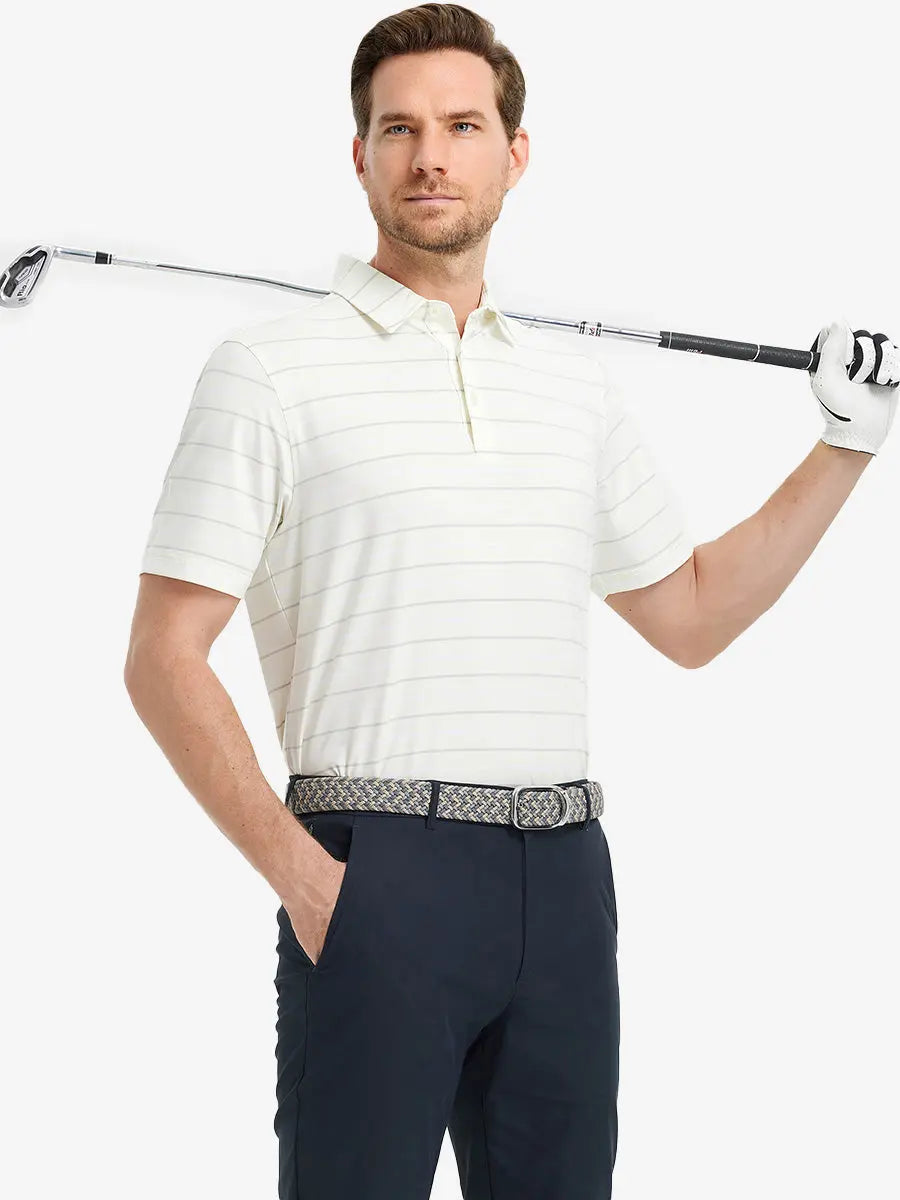 Stylish Stripe Jersey Golf Polo