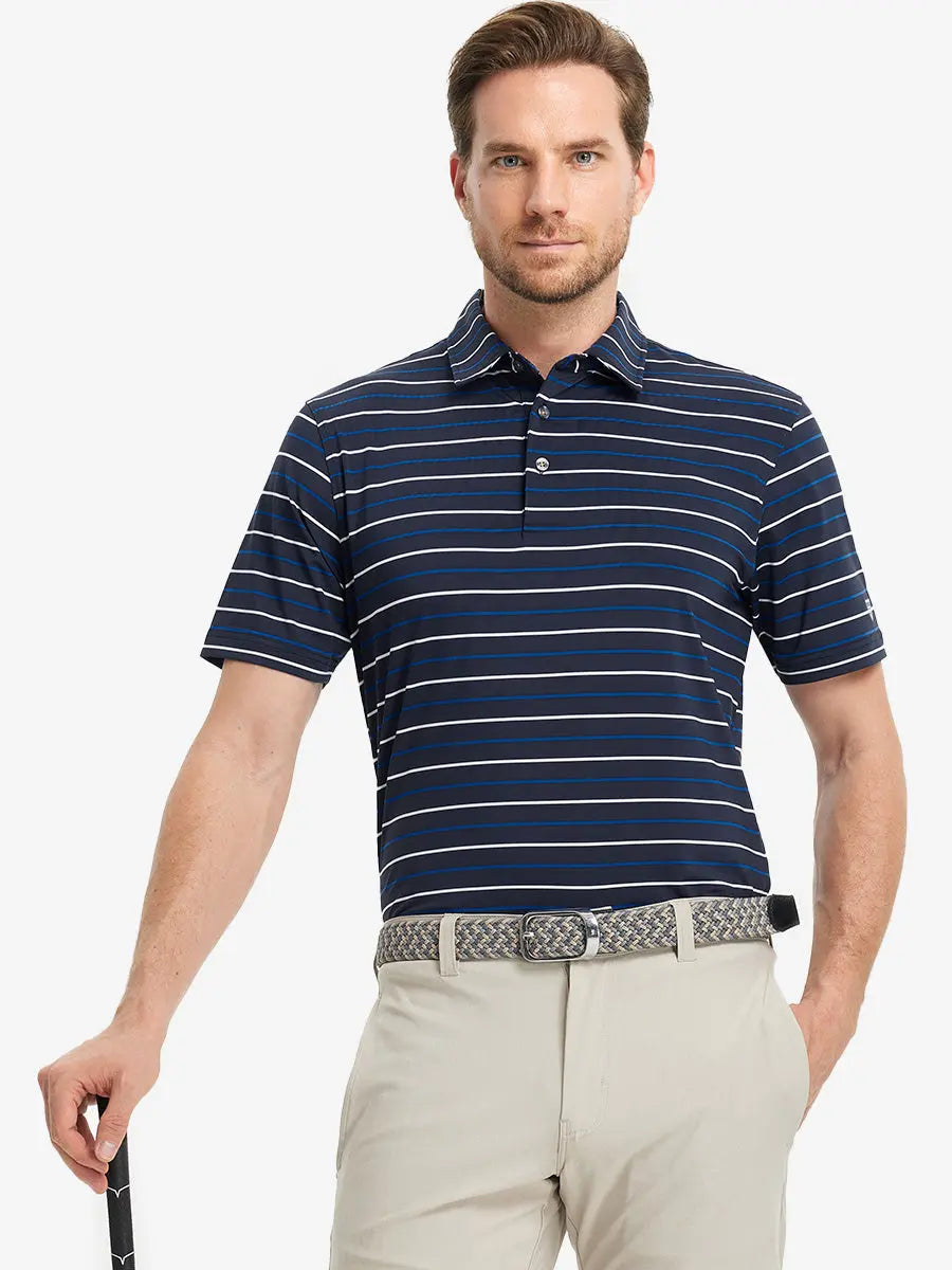 Stylish Stripe Jersey Golf Polo