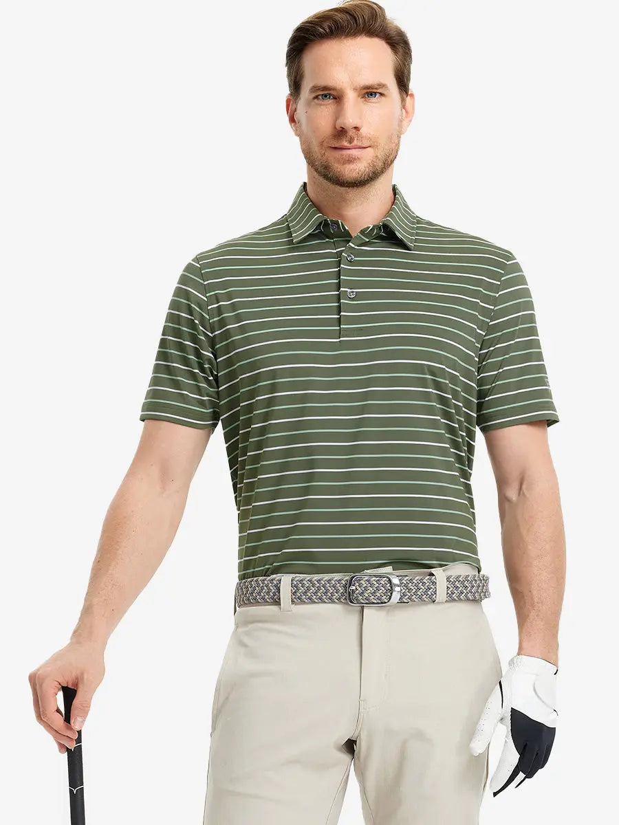 Stylish Stripe Jersey Golf Polo