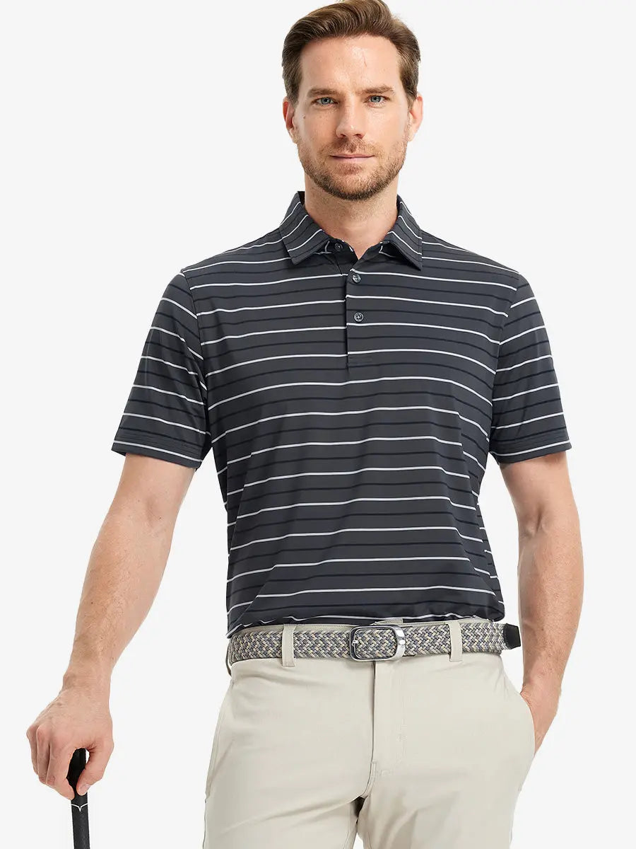 Stylish Stripe Jersey Golf Polo