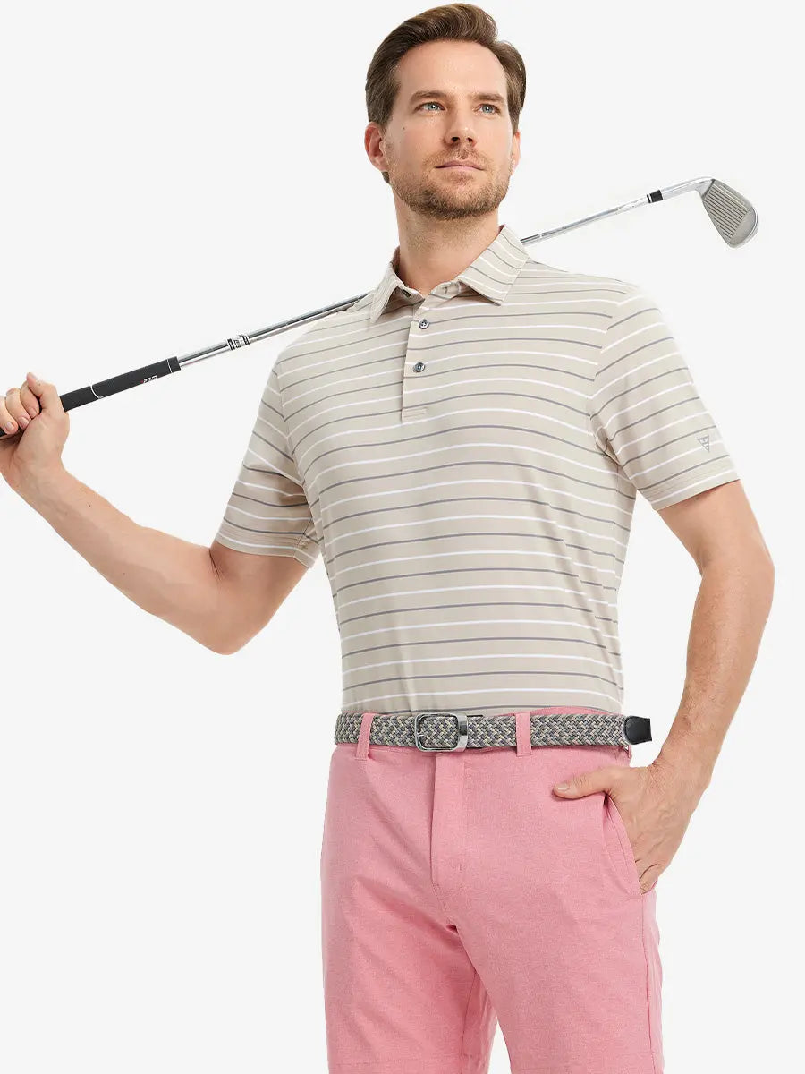 Stylish Stripe Jersey Golf Polo