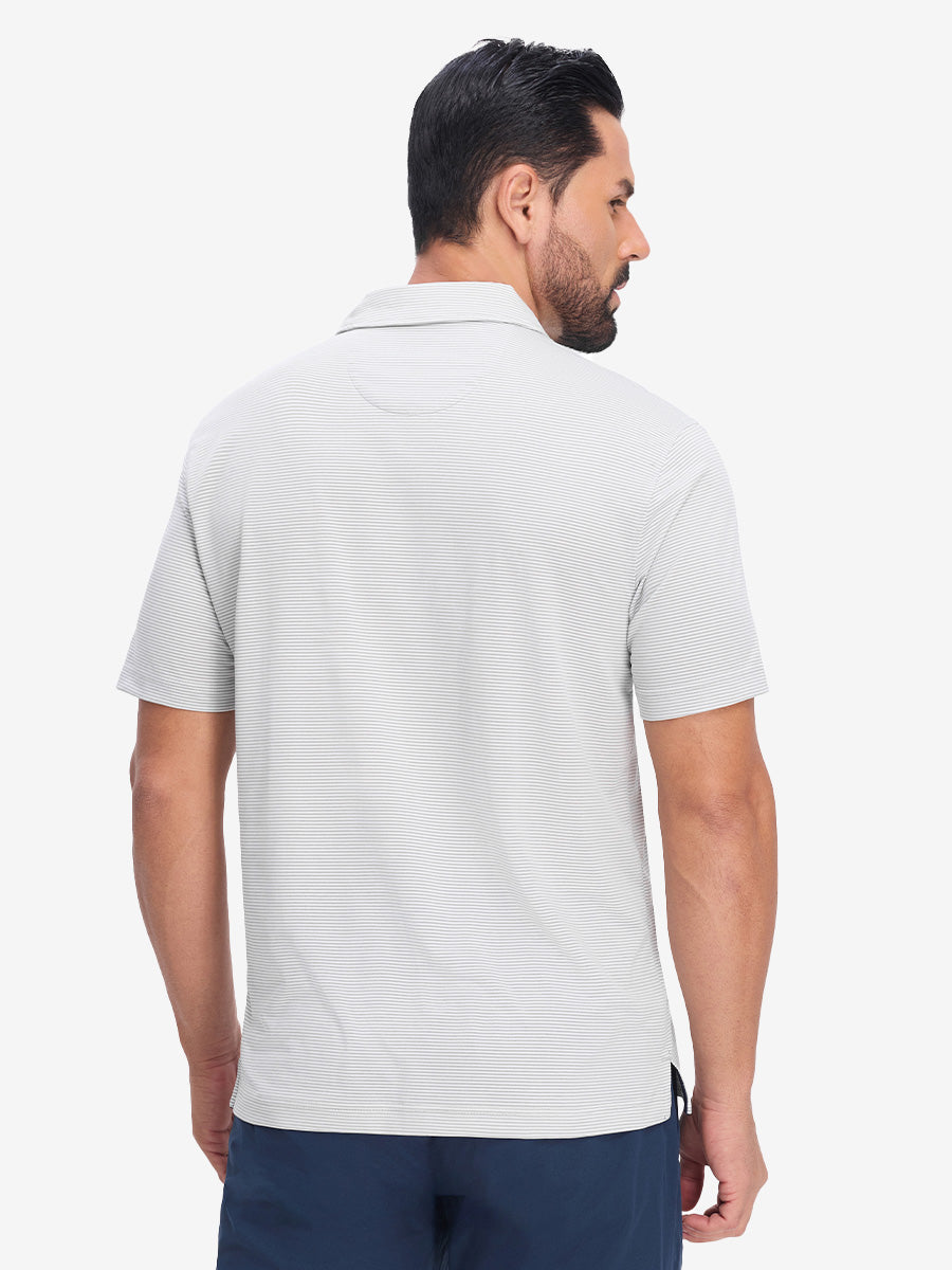 Comfy Breathable Pin-Stripe Texture Golf Polos