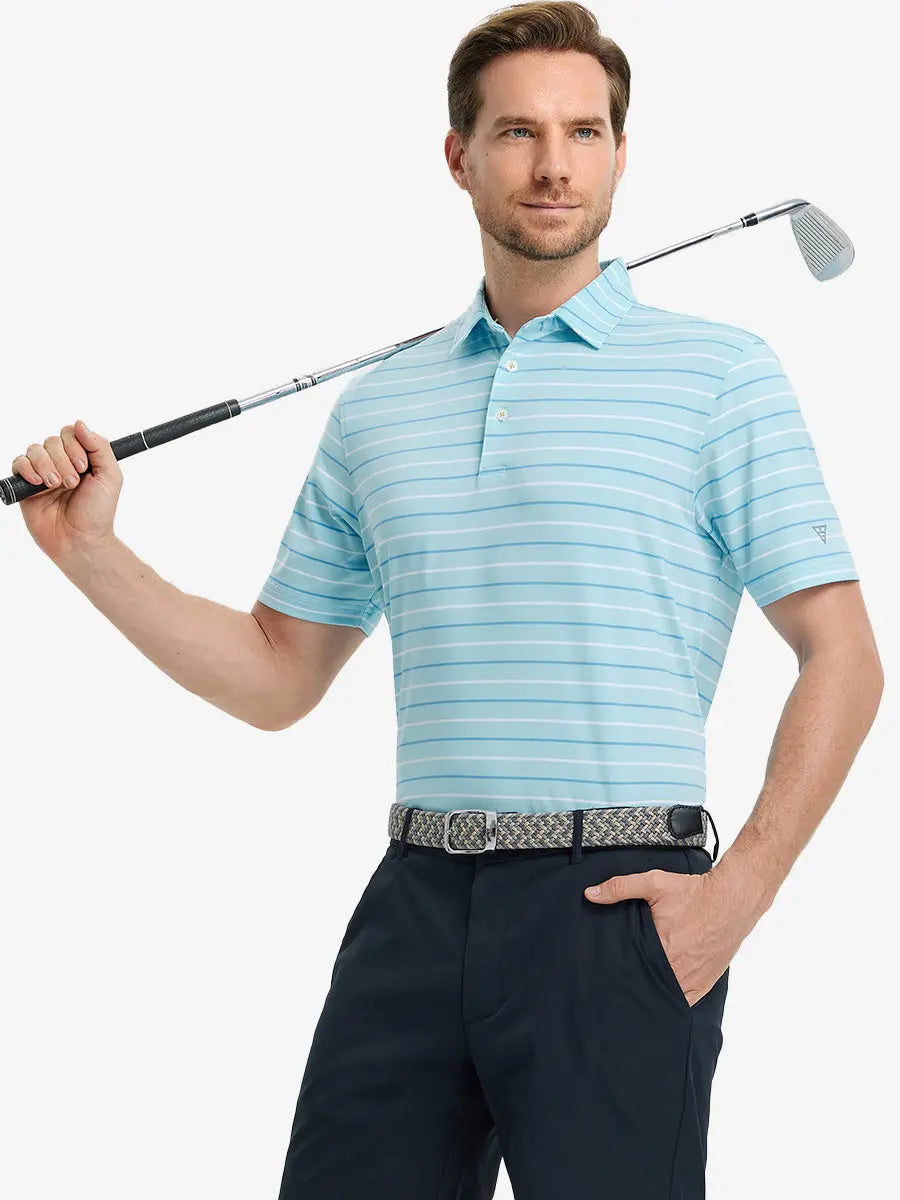 Stylish Stripe Jersey Golf Polo
