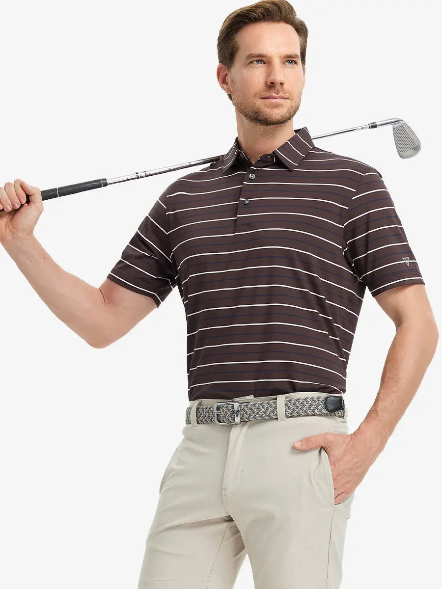 Stylish Stripe Jersey Golf Polo