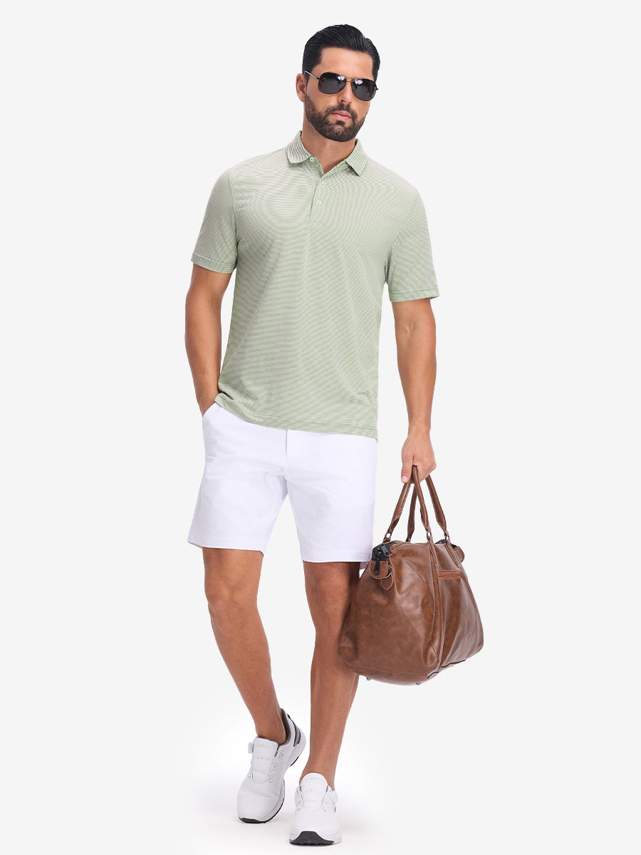 Comfy Breathable Pin-Stripe Texture Golf Polos