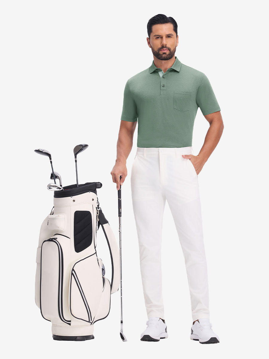 Performance Heather Contrast Collar Polo Shirts