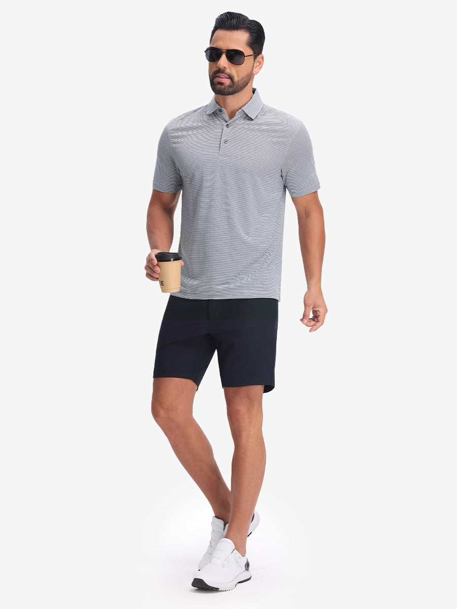 Comfy Breathable Pin-Stripe Texture Golf Polos