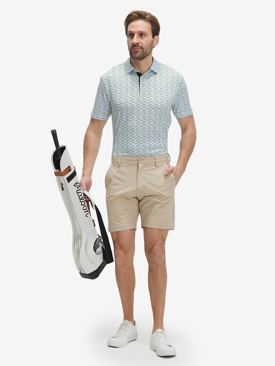 4 Way Stretch Print Collared Polo Shirts