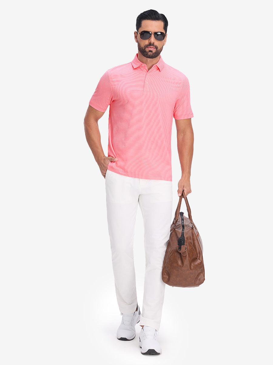 Comfy Breathable Pin-Stripe Texture Golf Polos