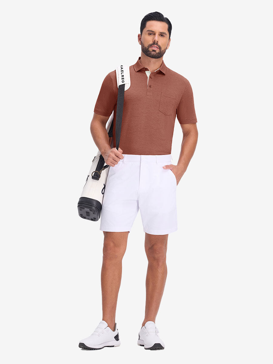 Performance Heather Contrast Collar Polo Shirts